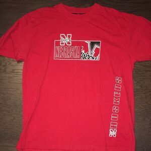 Red Nebraska Cornhuskers Football Herbie Husker Approved thick cotton t shirt L